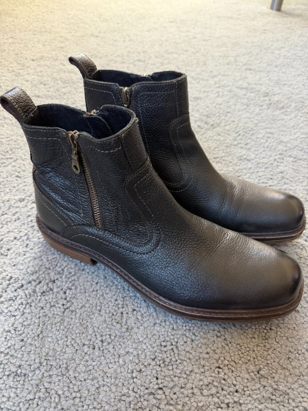ROAN by Bed Stu Bail II Black Leather Square Toe Side Zip Ankle Boots Men's 11